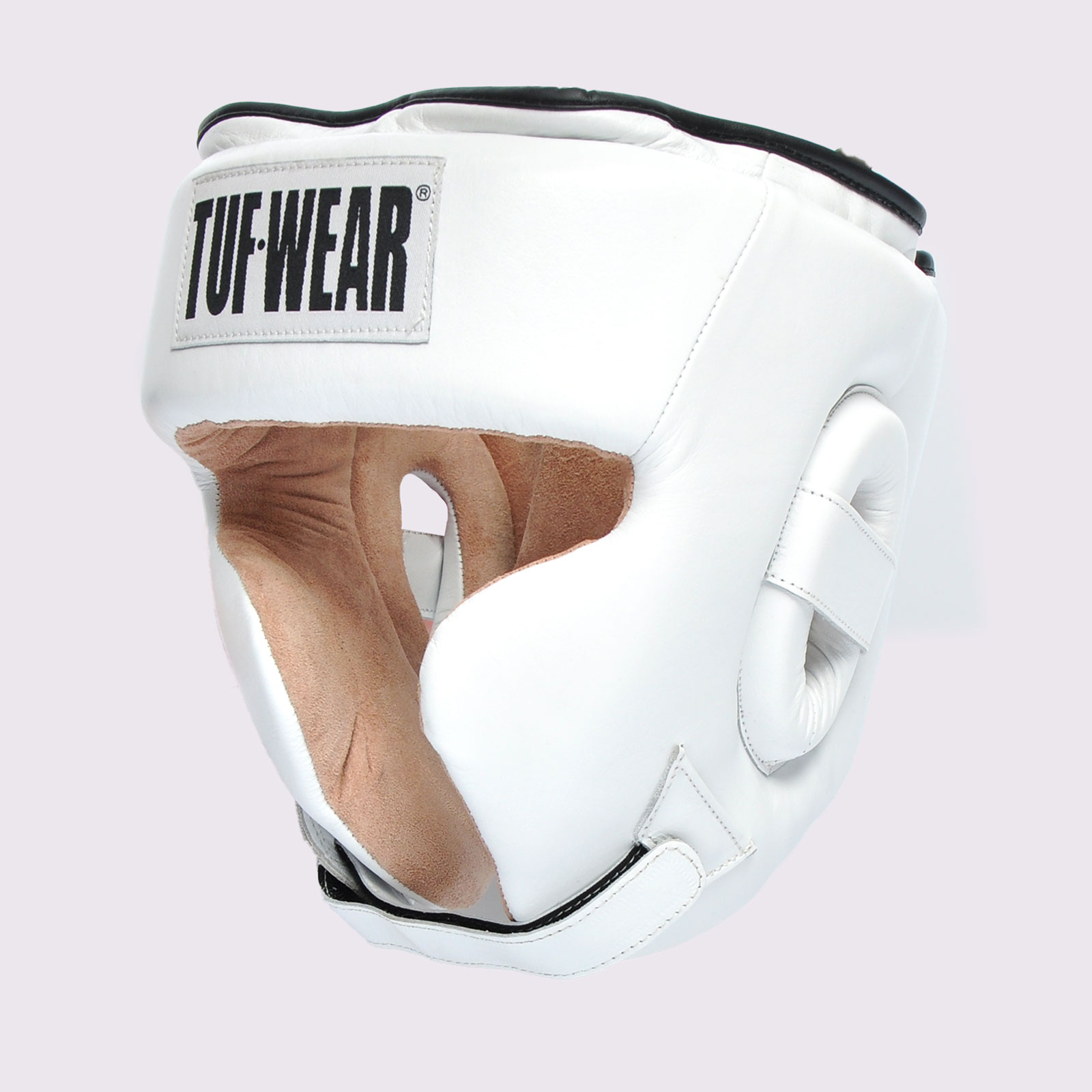Tuf Wear Leather Head Guard with Cheek  - TW10272-WHITE