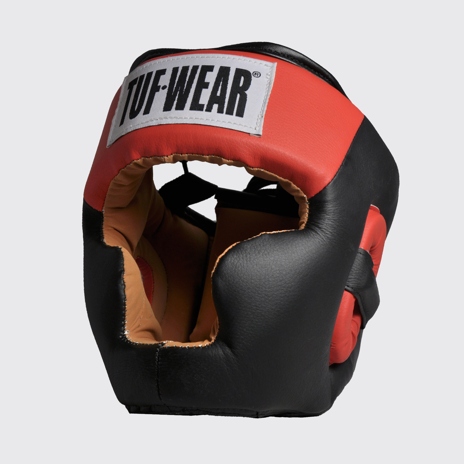 Tuf Wear Boxing Open Face PU Headguard Headgear with Suede Black 