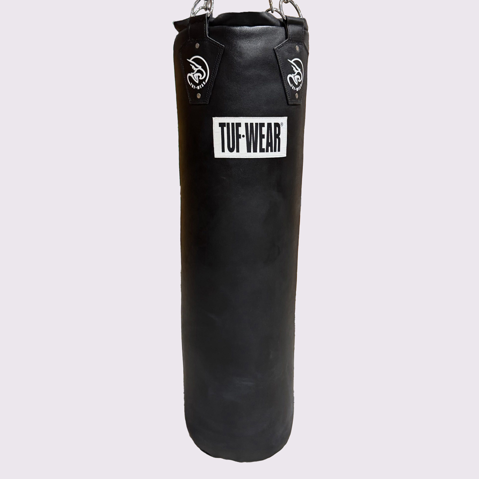 Tuf Wear 4ft Straight Leather Punchbag - All Black (Approx 40kg)