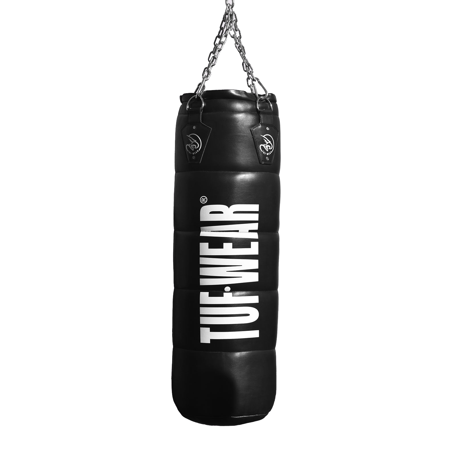 TW15214-BLACKWHITE-F1 Tuf Wear Leather Quilted Punchbag 4FT - Image 1