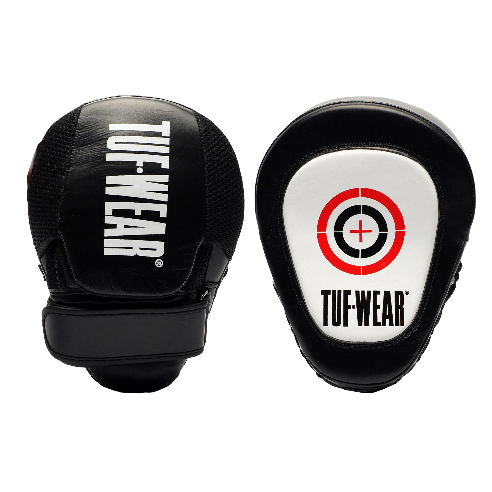 TW38032-BlackWhite-F1 Tuf Wear Creed Leather Gel Hook & Jab Pad - Image 1
